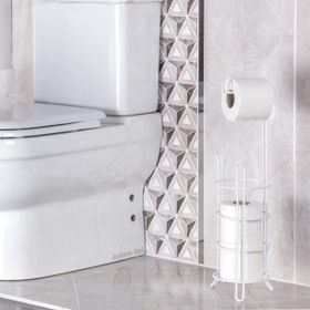Tekno-Tel MG093 Beyaz Yedekli Ayaklı Wc Kağıtlık