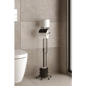 Tekno-Tel MG094 Mat Siyah Tuvalet Fırçası ve Ayaklı Tuvalet Kağıtlık