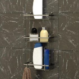 Teknotel 3 Katlı Kancalı Siyah Banyo Rafı