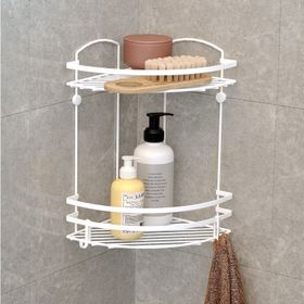 Teknotel LM008H Beyaz İki Katlı Kancalı Banyo Rafı