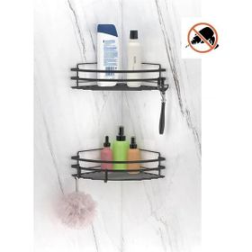 Teknotel ST-207 Yapışkanlı Kancalı 2 Siyah Köşelik Banyo