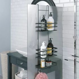 Teknotel Üç Katlı Asmalı Mat Siyah Banyo Duş Rafı