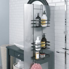 Teknotel Üç Katlı Asmalı Mat Siyah Banyo Duş Rafı