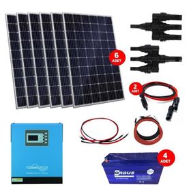 Teknovasyon Arge Güneş Enerjisi Bağ Evi Solar Paketi 5 KVA İnverter 330 W Güneş Paneli 150ah Jel Akü