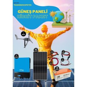 Teknovasyon Arge Güneş Enerjisi Hibrit Paket 7.2 KVA İnverter 450 Watt 200 Amper Jel Akü 2000W 48V Rüzgar Türbini Güneş Paneli