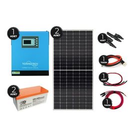 Teknovasyon Arge Güneş Enerjisi Solar Paketi 3 KVA İnverter 450 Watt Güneş Paneli 150 Amper Jel Akü