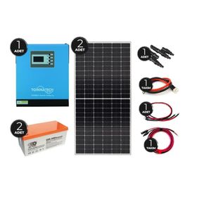 Teknovasyon Arge Güneş Enerjisi Solar Paketi 3 KVA İnverter 450 Watt Güneş Paneli 150 Amper Jel Akü