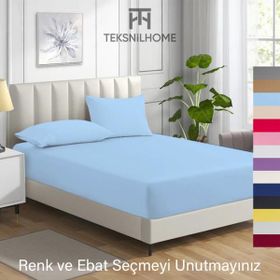 Teksnil Home Ranforce Fitted 100x200 cm Pamuklu Mavi Tek Kişilik Lastikli Çarşaf