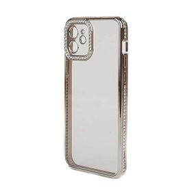Teleplus Apple iPhone 11 Kamera Korumalı Taşlı Mina Lazer Kapak Gümüş Kılıf