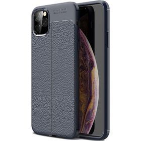 Teleplus Apple iPhone 11 Pro Max Deri Dokulu Lacivert Silikon Kılıf
