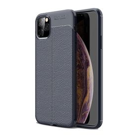 Teleplus Apple iPhone 11 Pro Max Deri Dokulu Lacivert Silikon Kılıf