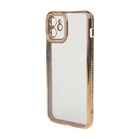 Teleplus Apple iPhone 12 Kamera Korumalı Taşlı Mina Lazer Kapak Gümüş Kılıf