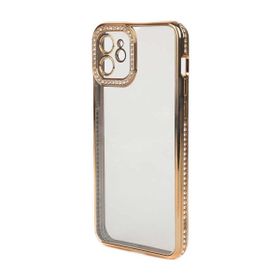 Teleplus Apple iPhone 12 Kamera Korumalı Taşlı Mina Lazer Kapak Gümüş Kılıf