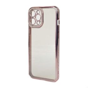 Teleplus Apple iPhone 12 Pro Kamera Korumalı Taşlı Mina Lazer Kapak Siyah Kılıf