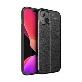 Teleplus Apple iPhone 14 Plus Deri Dokulu Niss Silikon Lacivert Kılıf + Nano Ekran Koruyucu