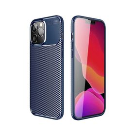 Teleplus Apple iPhone 14 Pro Max Negro Karbon Dokulu Silikon Lacivert Kılıf