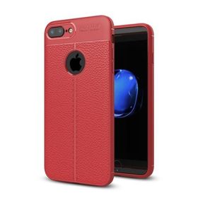 Teleplus Apple iPhone 7 Plus Suni Deri Dokulu Silikon Kırmızı Kılıf