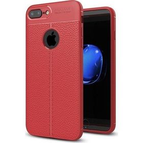 Teleplus Apple iPhone 7 Plus Suni Deri Dokulu Silikon Kırmızı Kılıf