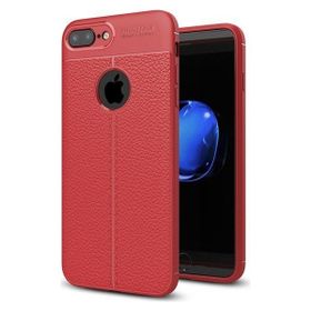 Teleplus Apple iPhone 7 Plus Suni Deri Dokulu Silikon Kırmızı Kılıf