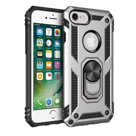 Teleplus Apple iPhone 7 Vega Yüzüklü Tank Kapak Kılıf Gümüş ve Nano Ekran Koruyucu