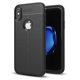 Teleplus Apple iPhone XS Max Deri Dokulu Siyah Silikon Kılıf