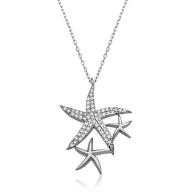 Teleplus Beyaz Deniz Yıldızları Gümüş Kadın Kolye