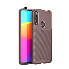 Teleplus Honor 9X Negro Karbon Desenli Kahverengi Silikon Cep Telefonu Kılıf