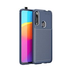 Teleplus Honor 9X Negro Karbon Desenli Kahverengi Silikon Cep Telefonu Kılıf