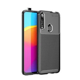Teleplus Honor 9X Negro Karbon Desenli Nano Ekran Koruyucu Lacivert Silikon Cep Telefonu Kılıf