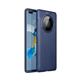 Teleplus Huawei Mate 40 Pro Deri Dokulu Niss Lacivert Silikon Cep Telefonu Kılıf