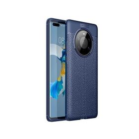 Teleplus Huawei Mate 40 Pro Deri Dokulu Niss Lacivert Silikon Cep Telefonu Kılıf