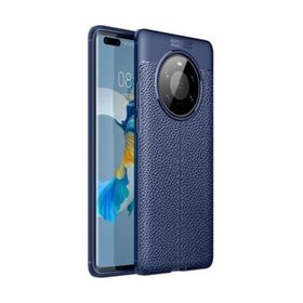 Teleplus Huawei Mate 40 Pro Deri Dokulu Niss Lacivert Silikon Cep Telefonu Kılıf