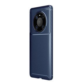 Teleplus Huawei Mate 40 Pro Kahverengi Karbon Dokulu Negro Silikon Kılıf + Tam Kapatan Ekran Koruyucu + Kamera Koruyucu