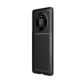 Teleplus Huawei Mate 40 Pro Kahverengi Karbon Dokulu Negro Silikon Kılıf + Tam Kapatan Ekran Koruyucu + Kamera Koruyucu