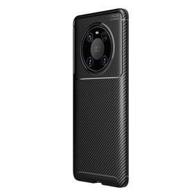 Teleplus Huawei Mate 40 Pro Karbon Dokulu Negro Lacivert Silikon Cep Telefonu Kılıf
