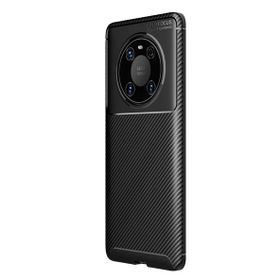Teleplus Huawei Mate 40 Pro Karbon Dokulu Negro Tam Kapatan Ekran Koruyucu Lacivert Silikon Cep Telefonu Kılıf