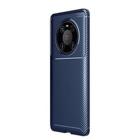 Teleplus Huawei Mate 40 Pro Karbon Dokulu Negro Tam Kapatan Ekran Koruyucu Lacivert Silikon Cep Telefonu Kılıf