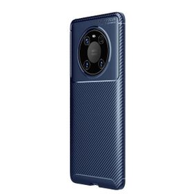 Teleplus Huawei Mate 40 Pro Karbon Dokulu Negro Tam Kapatan Ekran Koruyucu Lacivert Silikon Cep Telefonu Kılıf