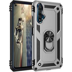 Teleplus Huawei Nova 5T Vega Yüzüklü Tank Kapak Gümüş Nano Ekran Koruyucu Cep Telefonu Kılıfı