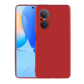 Teleplus Huawei Nova 9 SE Kamera Korumalı Mat Premier Silikon Nano Ekran Koruyucu + Kırmızı Kılıf