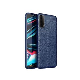 Teleplus Huawei P Smart 2021 Deri Dokulu Lacivert Nano Ekran Koruyucu Silikon Cep Telefonu Kılıf