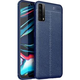 Teleplus Huawei P Smart 2021 Deri Dokulu Lacivert Nano Ekran Koruyucu Silikon Cep Telefonu Kılıf