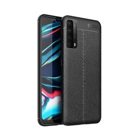 Teleplus Huawei P Smart 2021 Deri Dokulu Lacivert Nano Ekran Koruyucu Silikon Cep Telefonu Kılıf