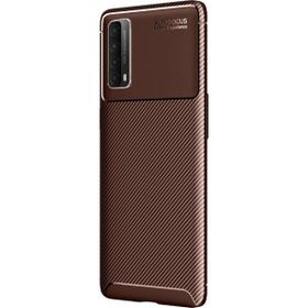Teleplus Huawei P Smart 2021 Negro Karbon Kahverengi Silikon Cep Telefonu Kılıf
