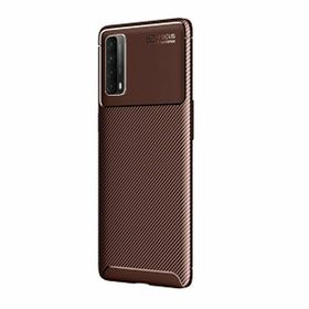 Teleplus Huawei P Smart 2021 Negro Karbon Kahverengi Silikon Cep Telefonu Kılıf
