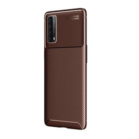 Teleplus Huawei P Smart 2021 Negro Karbon Kahverengi Silikon Cep Telefonu Kılıf