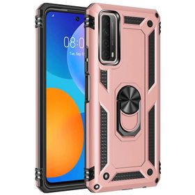 Teleplus Huawei P Smart 2021 VEGA YÜZÜKLÜ Çift Katmanlı Tank Kapak-Kırmızı Kılıf