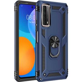 Teleplus Huawei P Smart 2021 VEGA YÜZÜKLÜ Çift Katmanlı Tank Kapak + NANO EKRAN KORUYUCU-Lacivert Kılıf