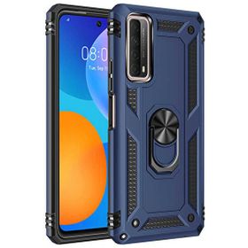 Teleplus Huawei P Smart 2021 VEGA YÜZÜKLÜ Çift Katmanlı Tank Kapak + NANO EKRAN KORUYUCU-Lacivert Kılıf