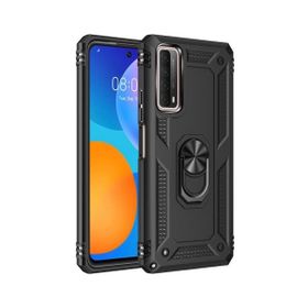 Teleplus Huawei P Smart 2021 Vega Yüzüklü Standlı Tank Kapak Nano Ekran Koruyucu Siyah Kılıf